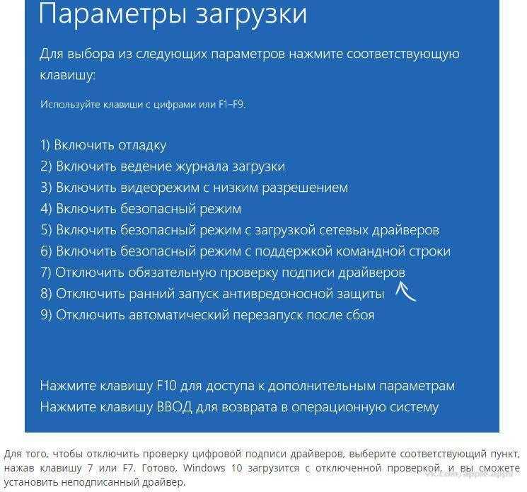 Отключение проверки цифровой подписи драйверов windows