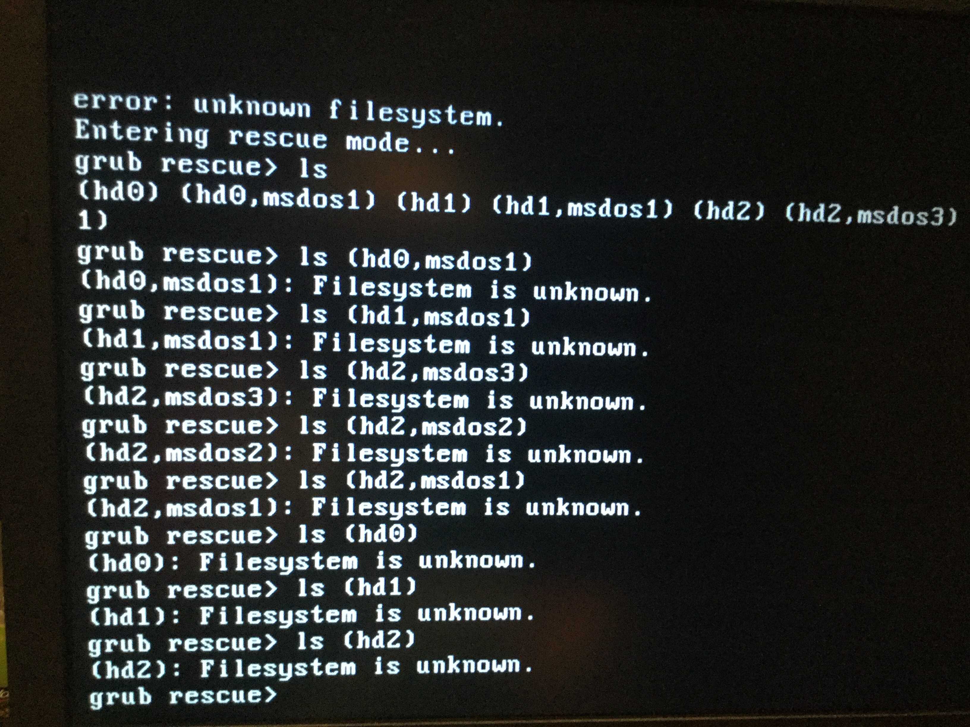 Err files. Grub ошибка. Grub Rescue. Ошибка загрузчика Grub. Grub Rescue Unknown filesystem.