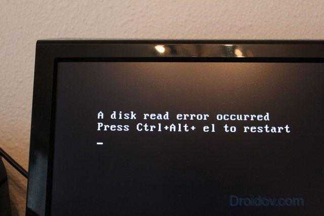 A disk read error occurred, press ctrl+alt+del to restart