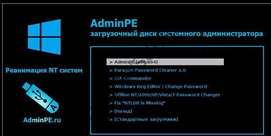 Загрузочная флешка администратора AdminPE - это комплект инструментов для исправления ошибок, тестирования и мониторинга компонентов