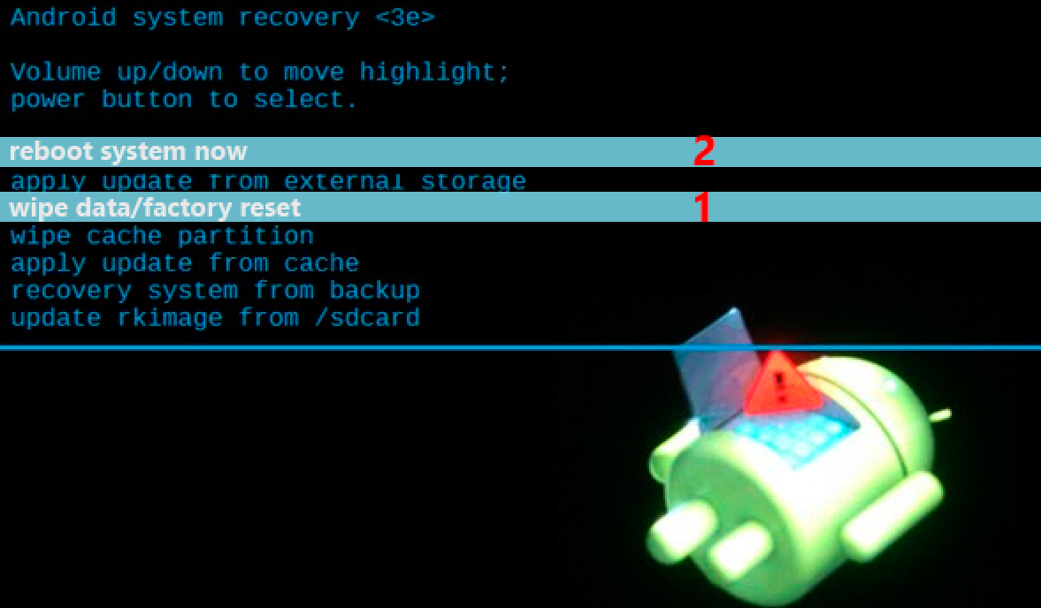 Android system recovery 3e – что делать для форматирования устройства?